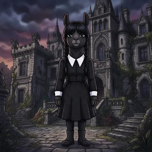 Wednesday Addams-Llama, Epic Assassin card from Llamavision